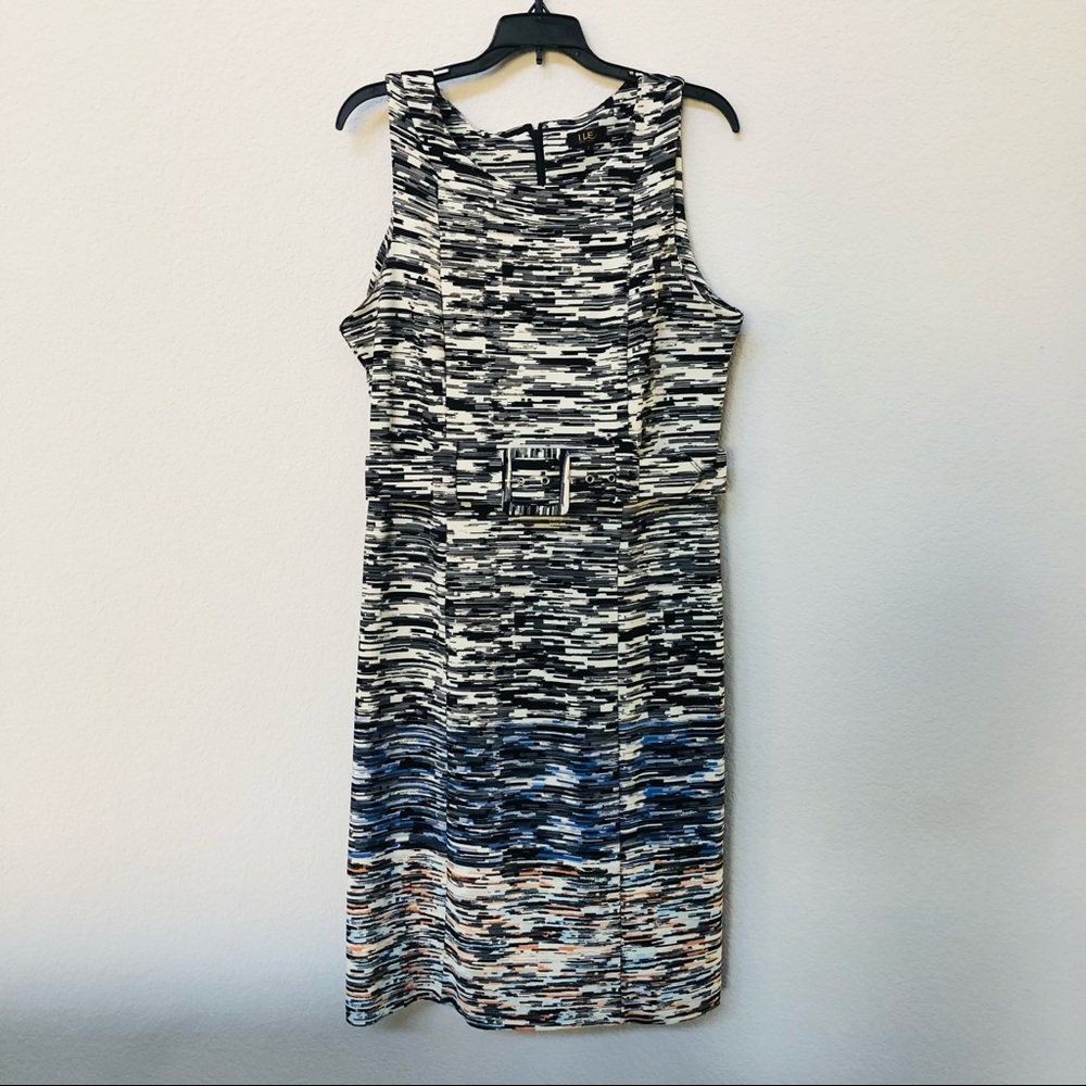 ILE Sleeveless Belted Shift Dress